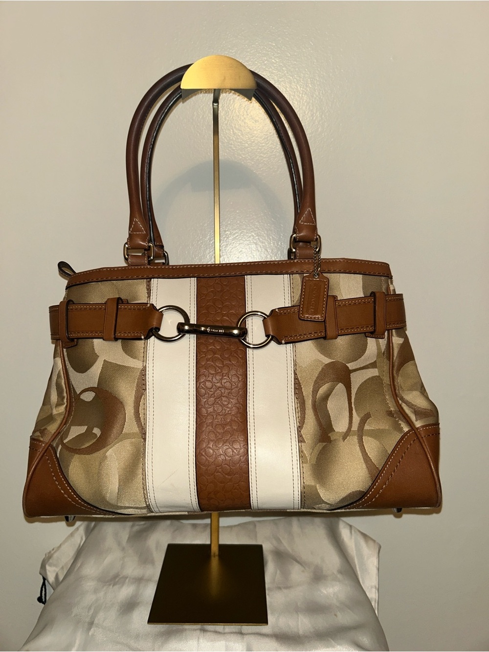 Coach Hampton Optic Signature Stripe Carryall Satchel